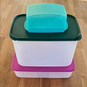 Tupperware 3 Pieces: Butter dish, large modular mate, large freezer mate